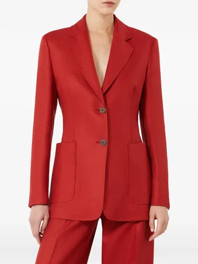 Max Mara Single-breasyed Blazer In Red