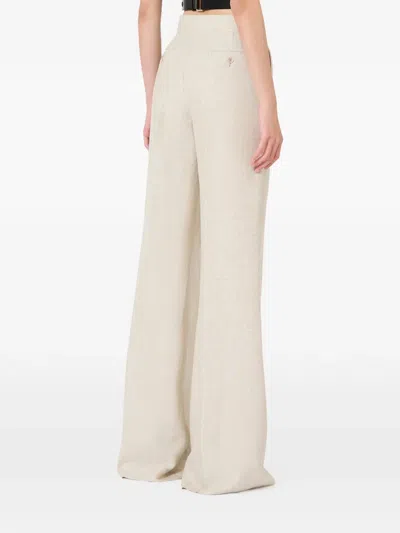 Max Mara High Waist Wide Leg Pleated Trousers In Neutral