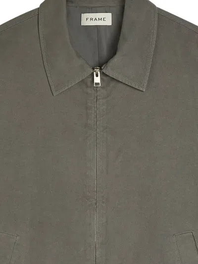 Frame Zip Pockets Jacket In Gray