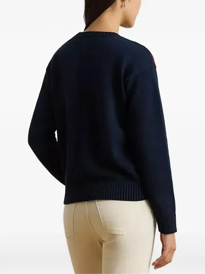 Ralph Lauren Womens Riednee Crest Combed Pull On Sweater In Black