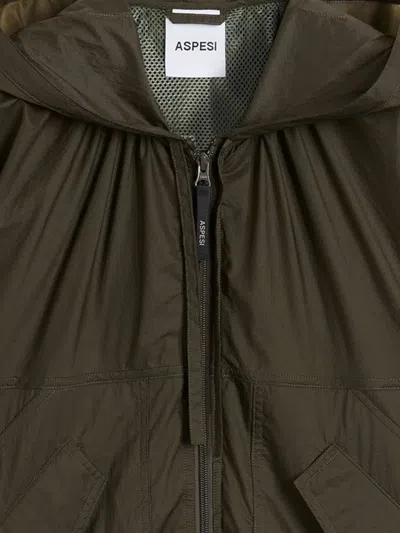 Aspesi Hooded Jacket Nylon Silk Long Sleeves In Brown