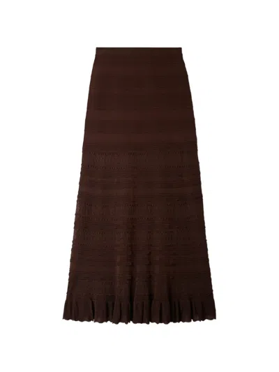 Sandro Andriane Pointelle Knit Maxi Skirt In Brown