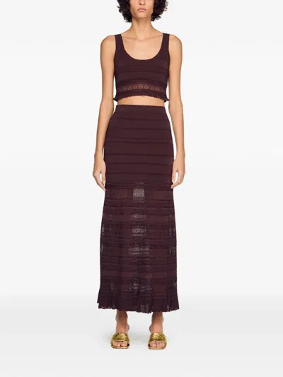 Sandro Andriane Pointelle Knit Maxi Skirt In Brown