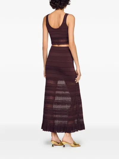 Sandro Andriane Pointelle Knit Maxi Skirt In Brown