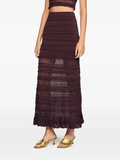 Sandro Andriane Pointelle Knit Maxi Skirt In Brown