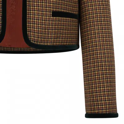 Valentino Buttoned Checked Jacket In Brown