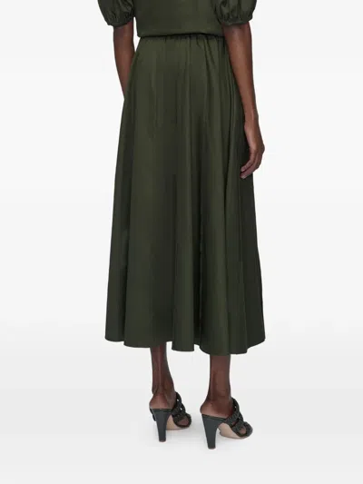 Joseph Womens Palm Leaf Manar Elasticated-waist Cotton-sateen Midi Skirt In Green