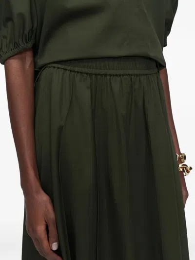 Joseph Womens Palm Leaf Manar Elasticated-waist Cotton-sateen Midi Skirt In Green