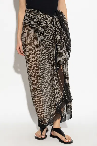 Balmain Patterned Beach Towel In Black