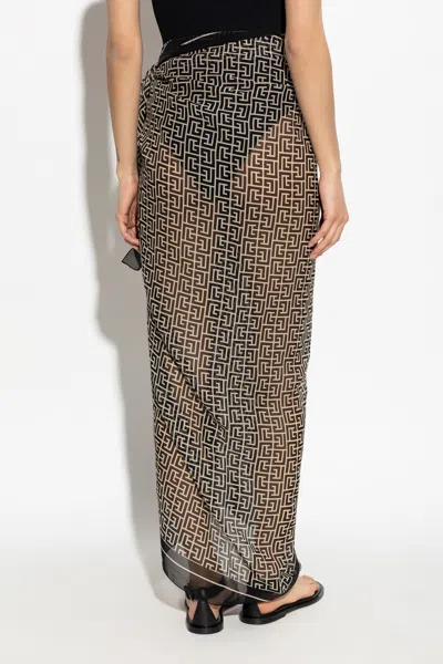 Balmain Patterned Beach Towel In Black