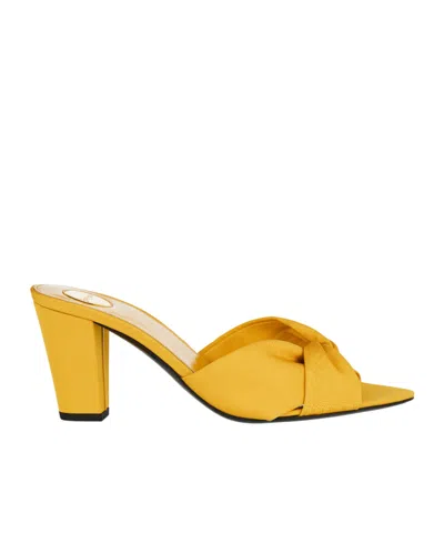 Saint Laurent Fabric Franciane Sandals Cone Heel Knotted In Yellow