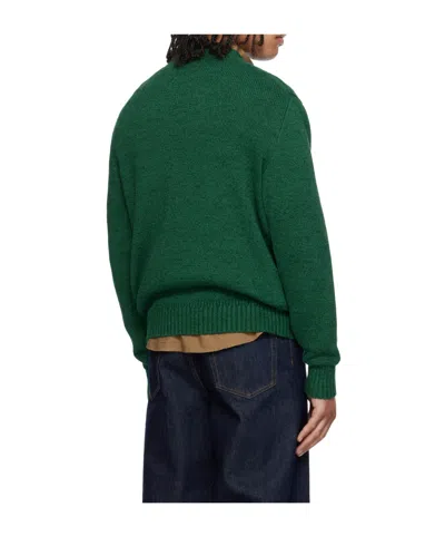 Polo Ralph Lauren Long Sleeve Cotton Linen Society Bear Rollneck Sweater In Green