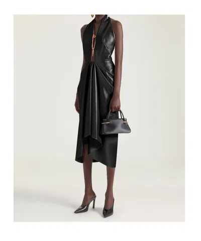 Givenchy Long Dress Draped Neck Open Back In Black