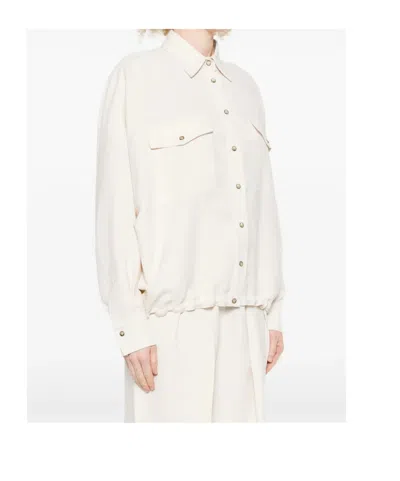 Brunello Cucinelli Flap-pocket Drawstring Shirt In White