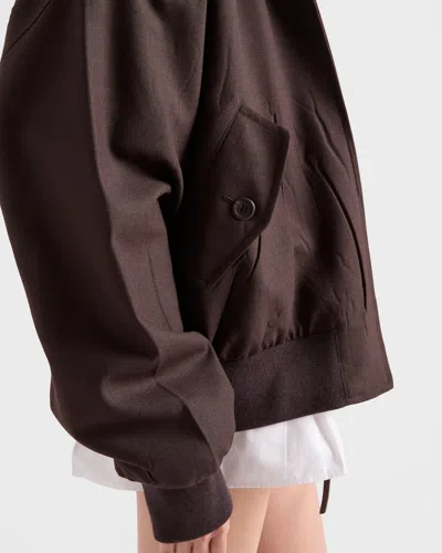 Prada Hooded Rush-stitch Jacket In Brown