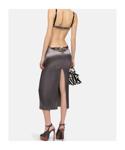 Attico Open-back Satin Midi Dress In Brown