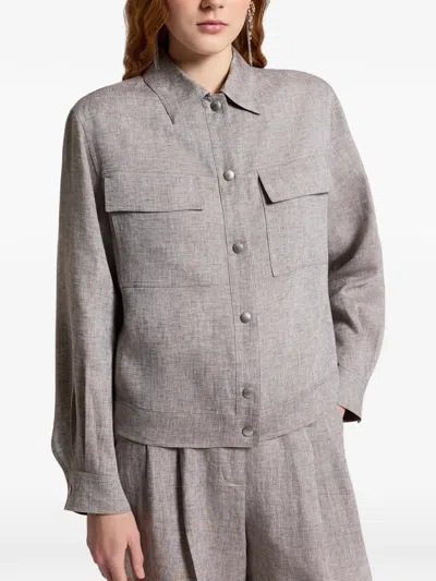 Peserico Flap-pocket Jacket In Gray