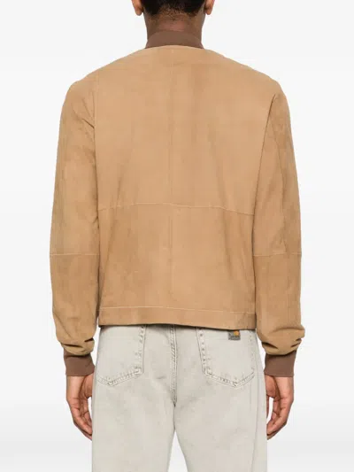 Corneliani Button Lambskin Jacket In Brown