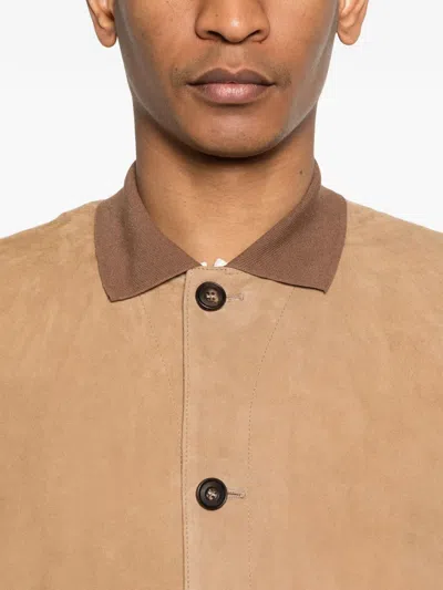 Corneliani Button Lambskin Jacket In Brown