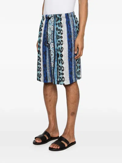 Laneus Drawstring Patterned Shorts In Blue