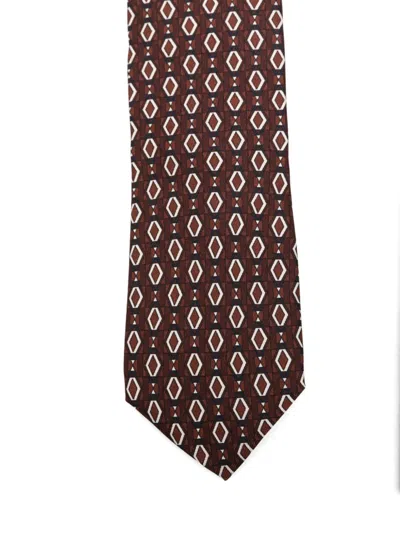 Lardini Geometric-pattern Tie In Brown