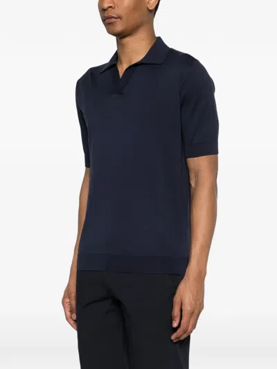 Lardini Open Collar T-shirt In Blue