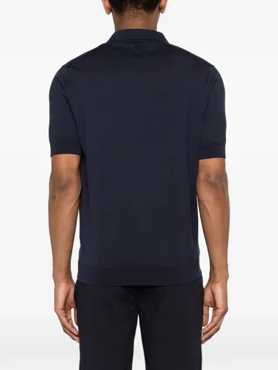 Lardini Open Collar T-shirt In Blue