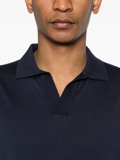 Lardini Open Collar T-shirt In Blue