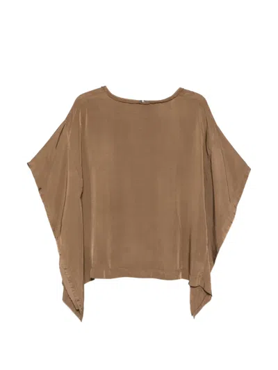 High Draped Top In Brown