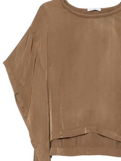 High Draped Top In Brown