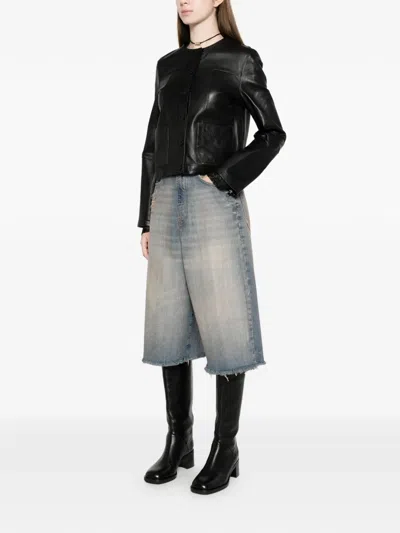 Bully Buttoned Leather Jacket In Black