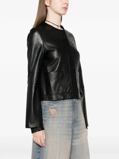 Bully Buttoned Leather Jacket In Black