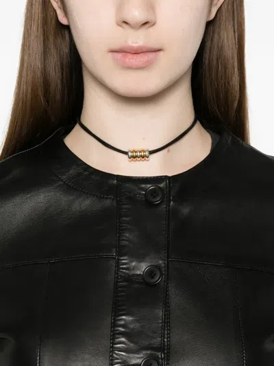 Bully Buttoned Leather Jacket In Black