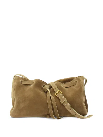 Radica Studio Buttery Suede Bag With Adjustable Drawstring In Brown