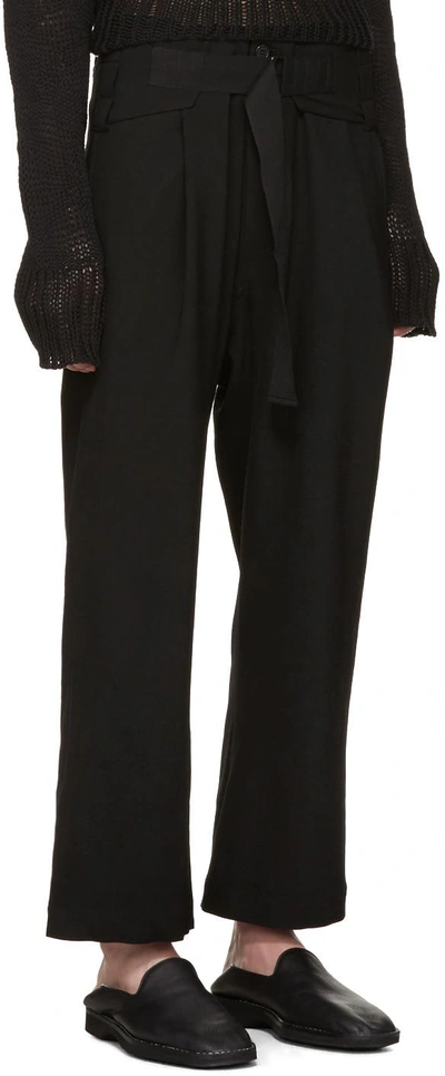 Shop Ann Demeulemeester Black Belted Trousers