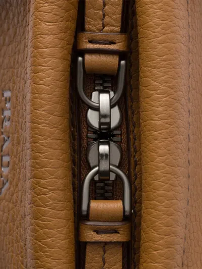 Prada Large Leather Tote Bag In Brown