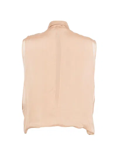Alysi Buttoned Collarless Top In Neutral