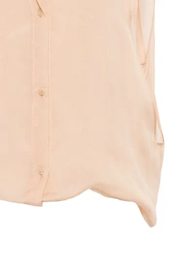 Alysi Buttoned Collarless Top In Neutral