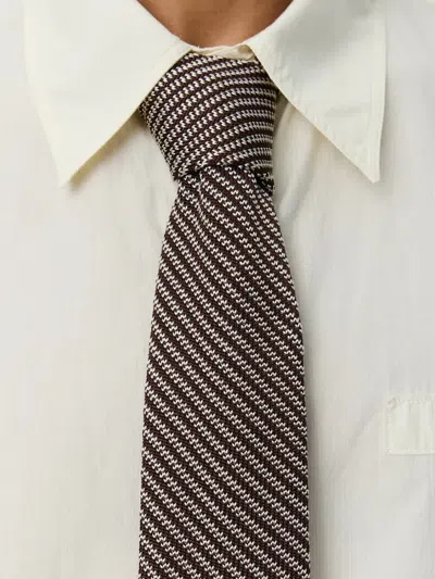 Mfpen Formal Striped-pattern Tie In Black