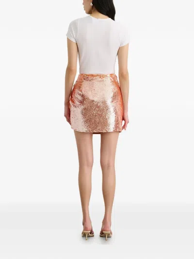 Toccin Dawson Sequin Ring Mini Skirt In Orange