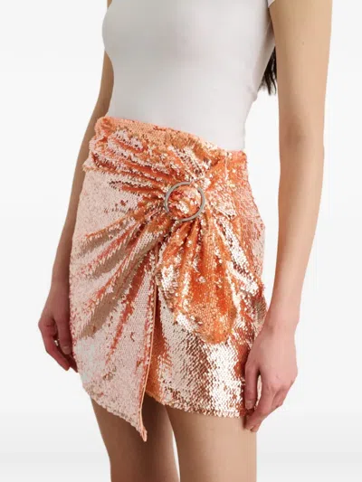 Toccin Dawson Sequin Ring Mini Skirt In Orange