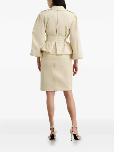 Toccin Noelle Faux Leather Pencil Skirt In Neutral