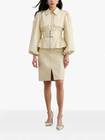 Toccin Noelle Faux Leather Pencil Skirt In Neutral
