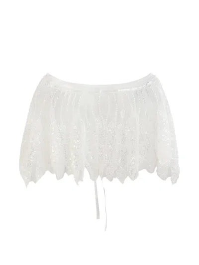 Tulleen Sequin Tie Front Stole In Pattern