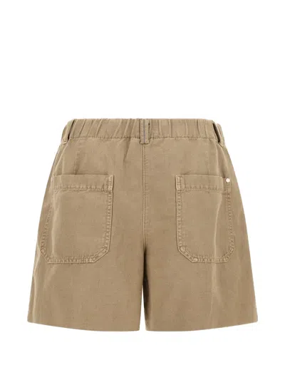 Brunello Cucinelli Baggy Shorts Pleated Front Belt Loops Pockets In Brown