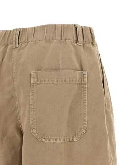 Brunello Cucinelli Baggy Shorts Pleated Front Belt Loops Pockets In Brown