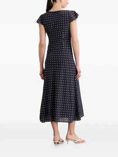 Toccin Marcella Bias Cut Slip Dress In Midnight Polka Dot In Blue