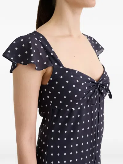 Toccin Marcella Bias Cut Slip Dress In Midnight Polka Dot In Blue