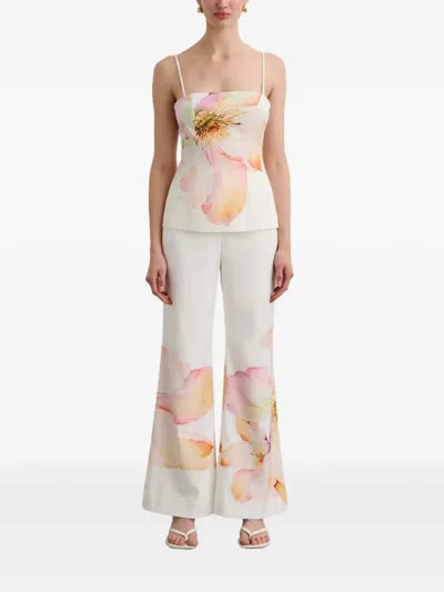 Toccin Claudelle Floral Square Neck Camisole In Neutral