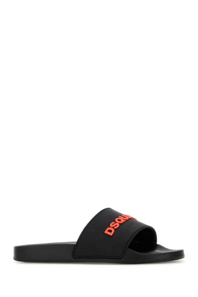 Dsquared2 Dsquared Men Black Rubber Slippers In Black